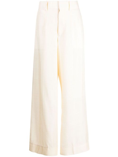 Flared rayon trousers - White