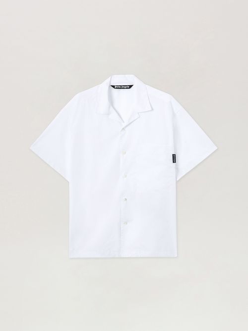 Back Curved Logo Bowling Shirt Man  Off White Black