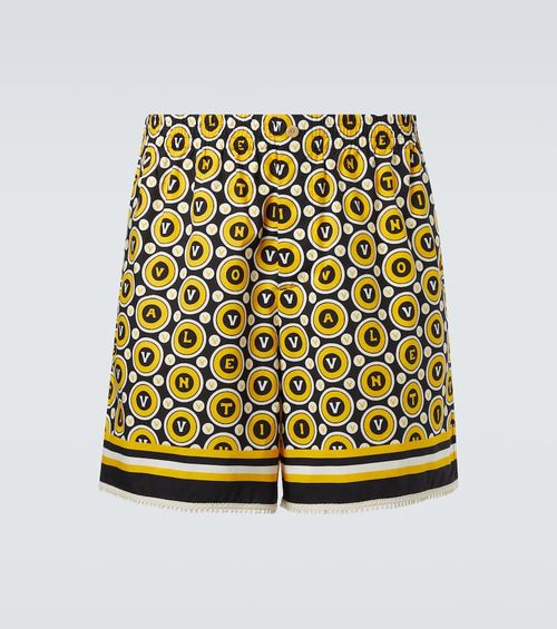 Printed cotton poplin shorts