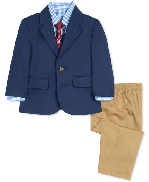 Baby Boys 4-Pc. Jacket, Shirt, Pants & Necktie Set - Navy