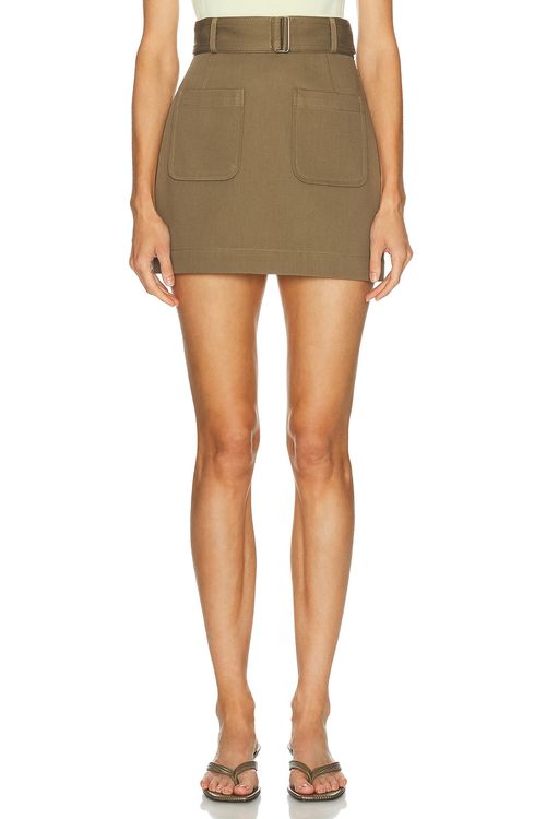 MATTHEW BRUCH Belted Mini Skirt in Army - Army. 2 also