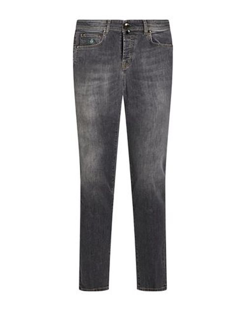 Man Jeans Grey Size 38 Cotton, Elastane