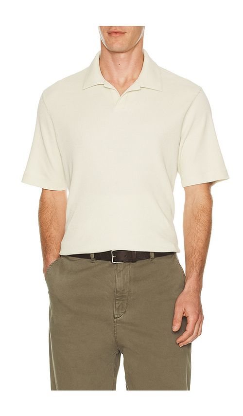 Theory Soft Waffle Short Sleeve Polo in Beige. L. Also in M, S, XL/1X, XXL/2X