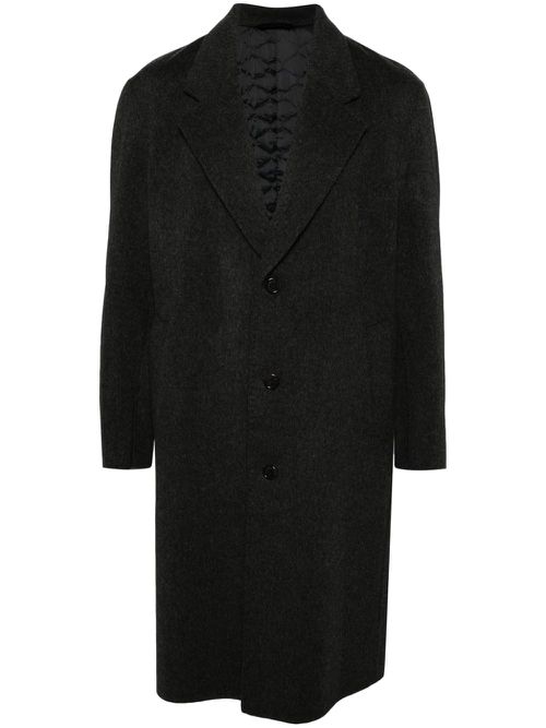 Wool-blend single-breasted coat - Black