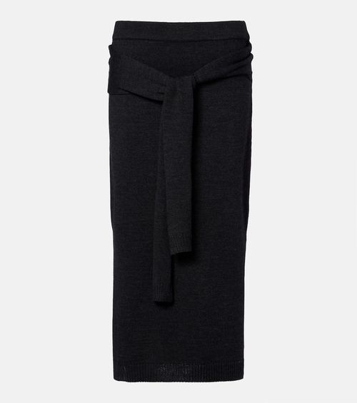 Wool-blend midi skirt