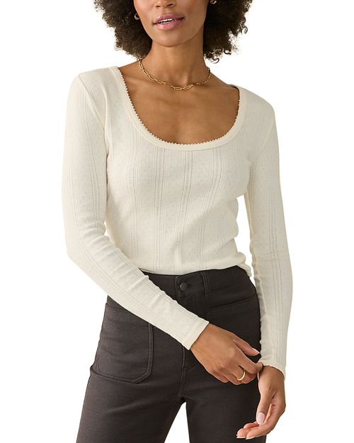 Pacific Pointelle Scoop Neck Top