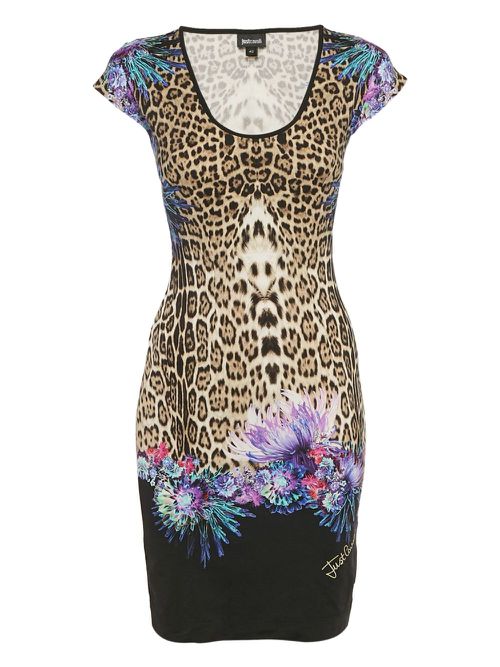 Leopard-print mini dress - Brown