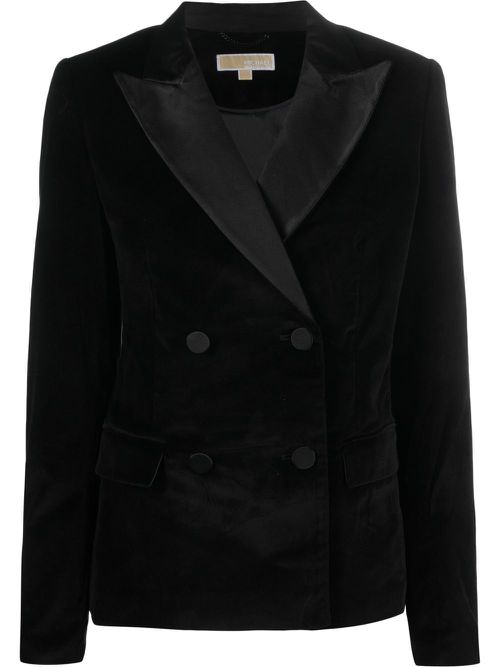 Peak-lapel velvet blazer - Black