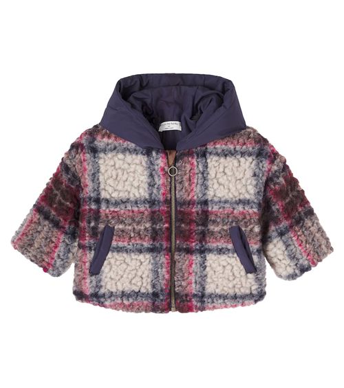 Baby Hans checked wool-blend teddy jacket