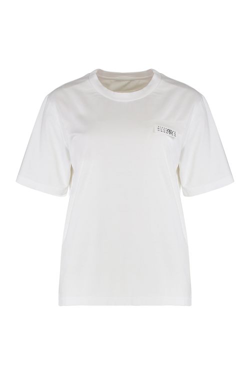 ? no-edit: Crew Neck Cotton T-Shirt with Makeshift Patch Detail