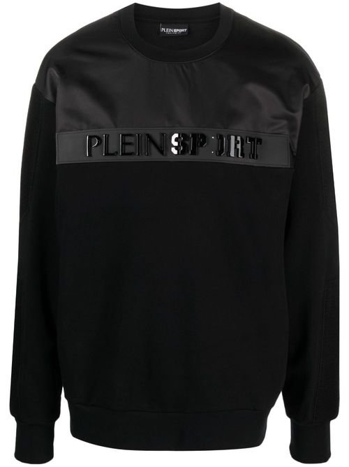Logo-lettering cotton sweatshirt - Black