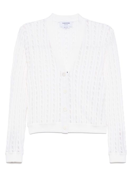 Thom Browne V-neck cardigan - White