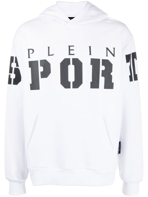 Graphic-print cotton hoodie - White