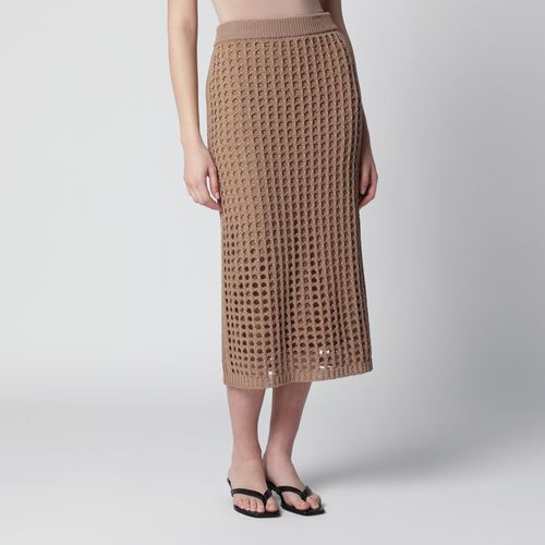 Mesh cotton maxi skirt in Desert