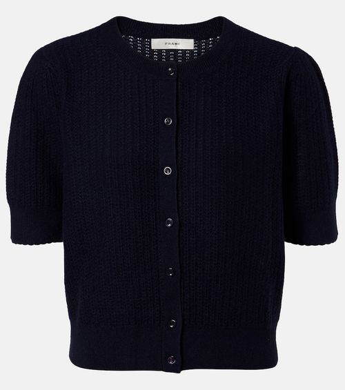 Ladder pointelle cashmere cardigan