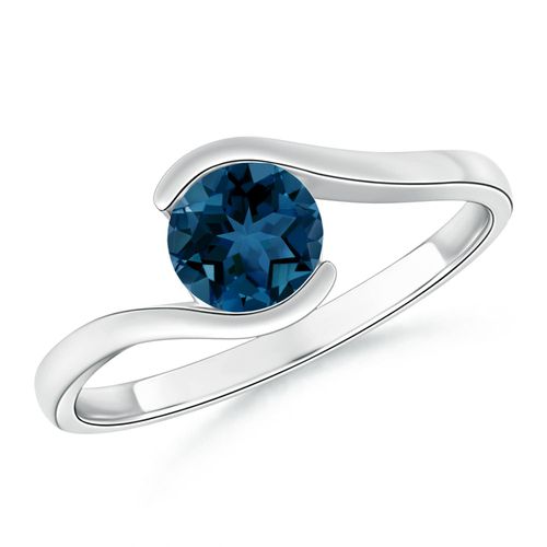 Angara 0.95 Carat Semi Bezel-Set Solitaire Round London Blue Topaz Bypass Ring in Platinum