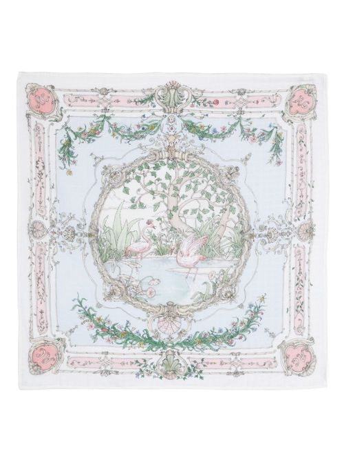 Tapestry organic cotton swaddle - White