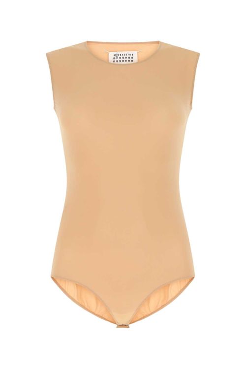 Stretch Nylon Bodysuit — Beige