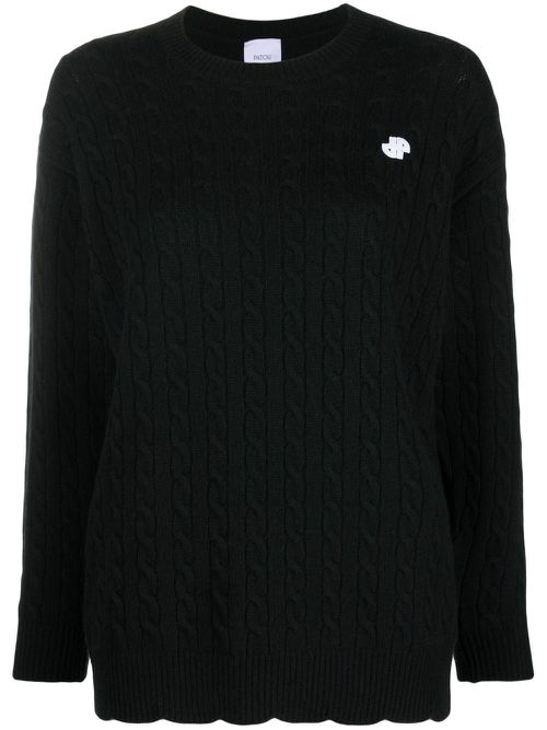 Logo-motif cable-knit jumper - Black