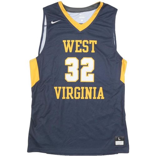 NIKE Mens Blue & Yellow West Virginia Basketball Jersey L Sleeveless V-Neck