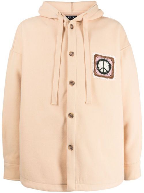 Crochet-detail buttoned-up hoodie - Orange