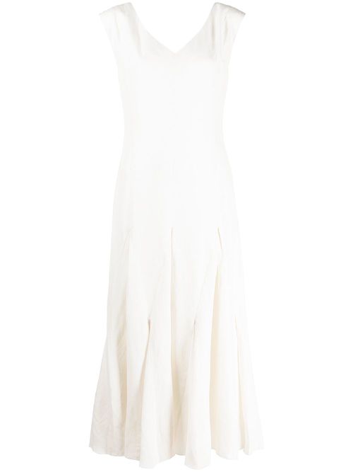 Harlequin silk-linen midi dress - White