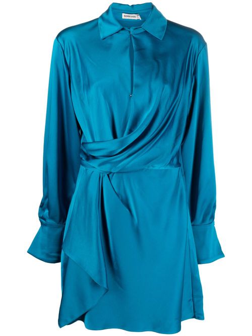 Talid draped satin minidress - Blue