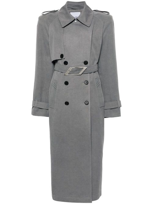 Shoulder-pads canvas trench coat - Grey