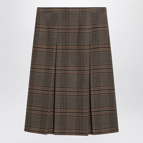 Prince of Wales Checked Wool Midi Skirt