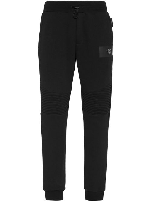 Ribbed panelling track pants - Black