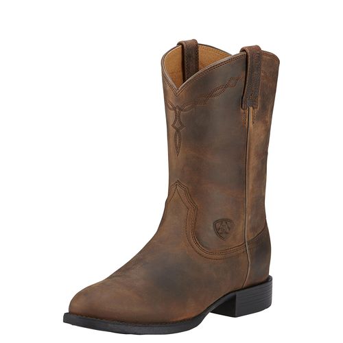 Women's Heritage Roper Western Boots in Distressed Brown Leather, B Medium Width
