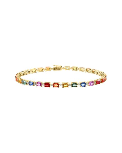 14K 7.98 Ct. Tw. Diamond & Multi Sapphire Bracelet