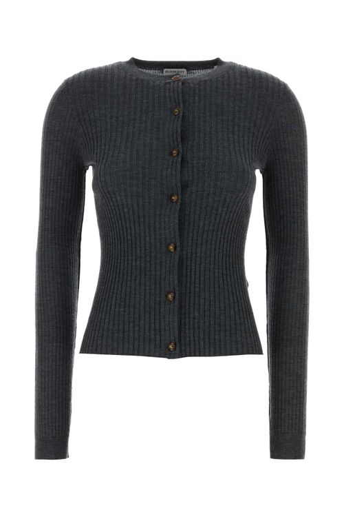Ribbed Cashmere Cardigan — Gray