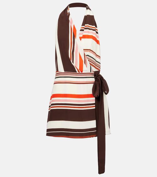 Thistle striped silk satin minidress
