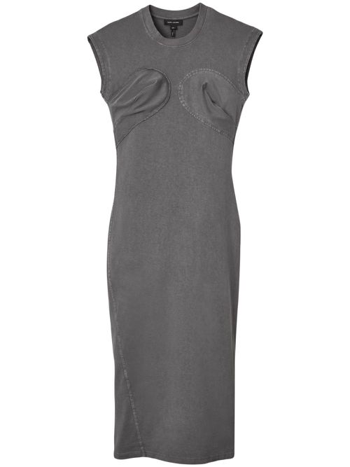 Ribbed-knit cotton midi dress - Grey