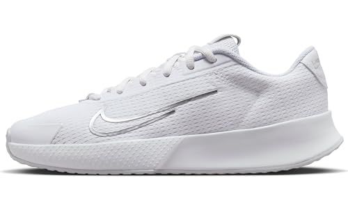 NikeCourt Vapor Lite 2 Women's Hard Court Tennis Shoes (DV2019-101, White/Metallic Silver-Pure Platinum)