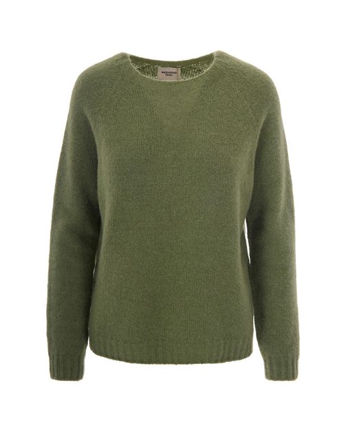 Green Knitted Crew Neck Sweater
