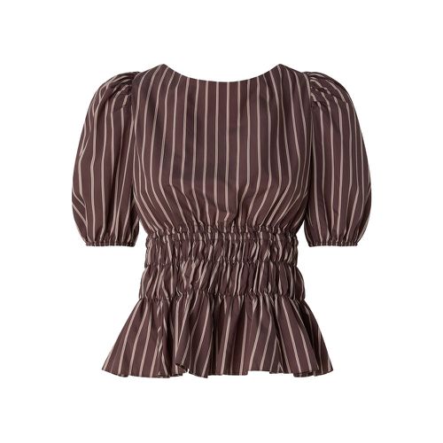Striped-pattern Ruched Blouse