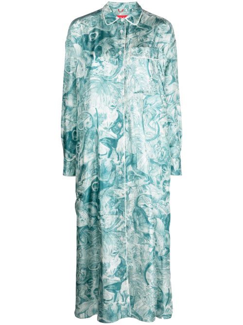 Forest-print shirt dress - Green