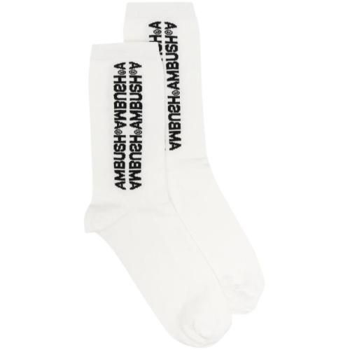 Logo-print cotton socks - White