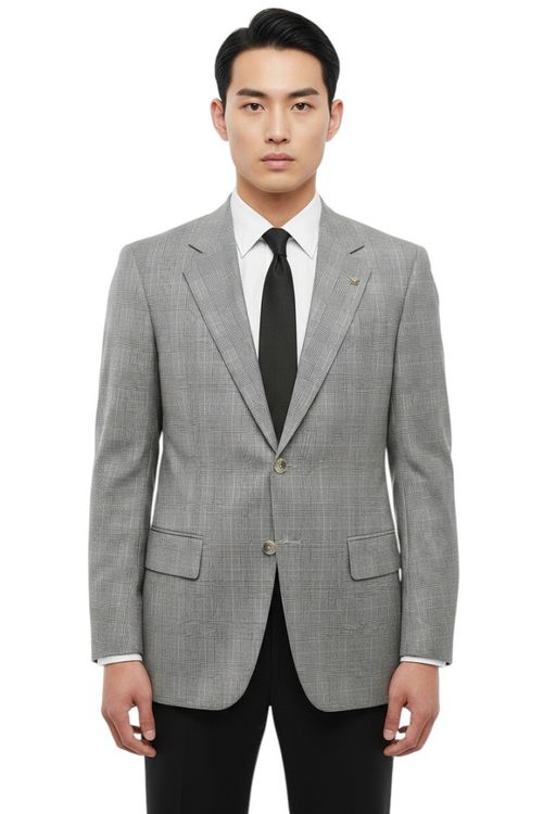 Grey Notched Lapel Blazer