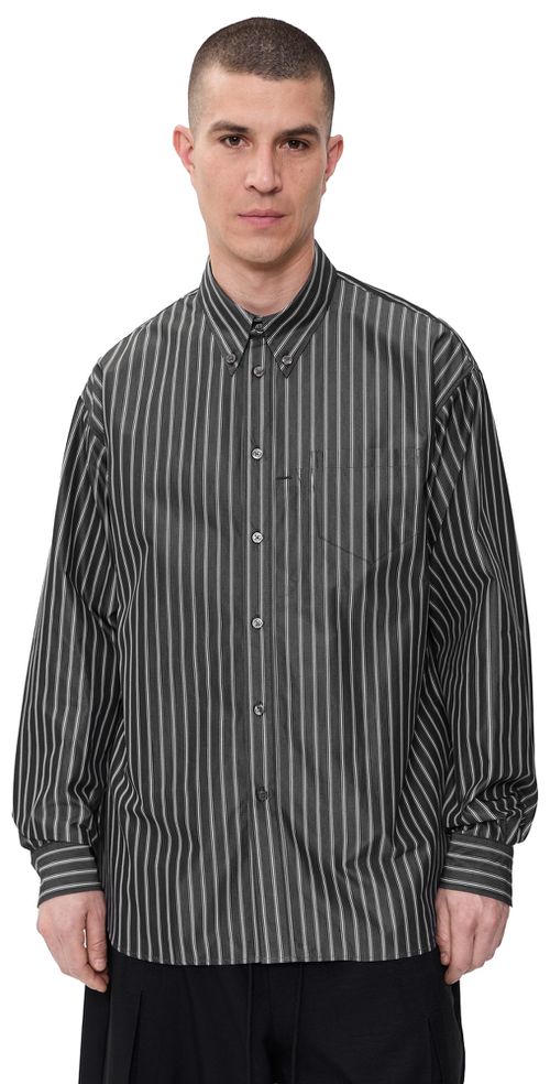 Veterano Button Down Shirt Black/White Stripe