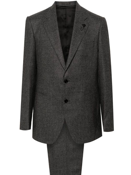 Brooch-detail suit - Grey