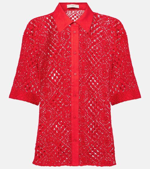 Rayure cotton-blend crochet shirt