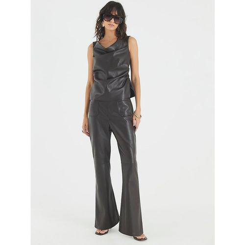 River Island Womens Bootcut Trousers Brown Pocket Faux Leather Pu