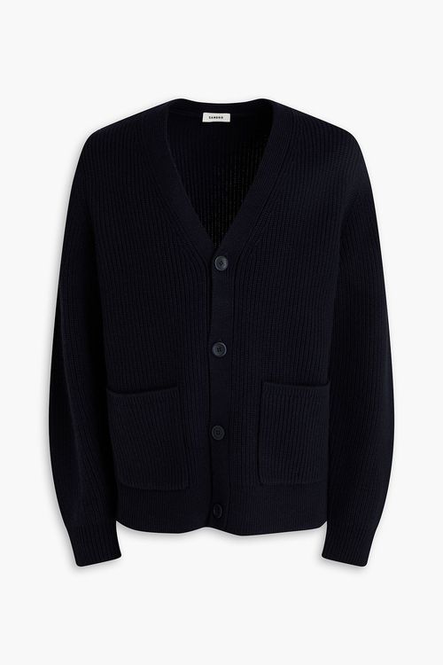 Ribbed wool and cashmere-blend cardigan - Blue - XS