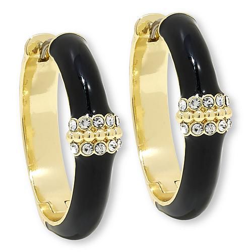 Slim Pickens Goldtone Pavé Accent Hoop Earrings