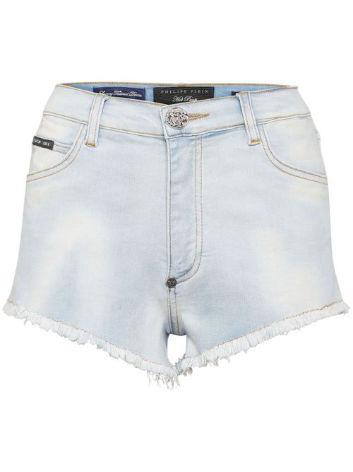 Logo-appliqué denim shorts - Blue