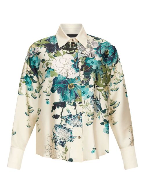 Printed twill shirt - White
