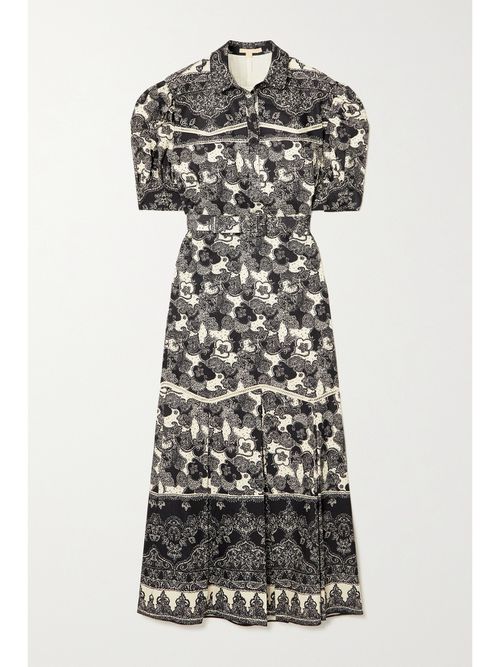 Teodosia Pleated Printed Linen And Cotton-blend Shirt Dress - White